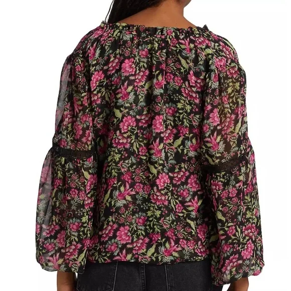 Misa Los Angeles Alicia Floral‎ Flare-Sleeve Blouse Small - Picture 6 of 12